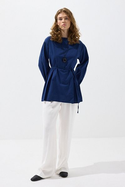 KUAD Navy Blue Pleated Basic Tunic