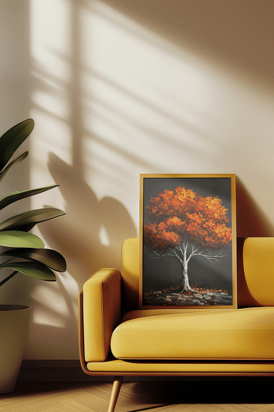 alphobitasarım Yağlı boya görünümlü eşsiz tasarım ağaç tablosu