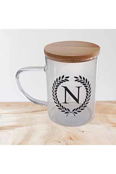 EGE HOME STORE Kişiye Özel Harfli Bardak Siyah (N) Harfi