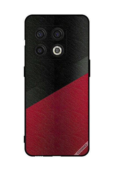 Covernex غطاء حماية لهاتف OnePlus 10 Pro بنمط جلدي أسود وأحمر