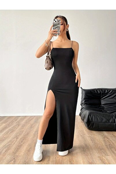 JANES Γυναικείο φόρεμα Janjan Crepe με λουράκι με σχισμή στο πλάι