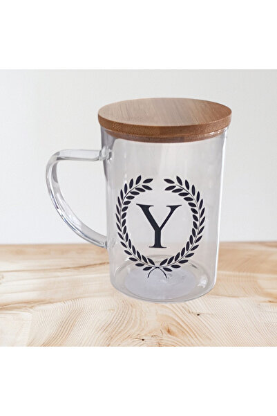 EGE HOME STORE Kişiye Özel Harfli Bardak Siyah (Y) Harfi