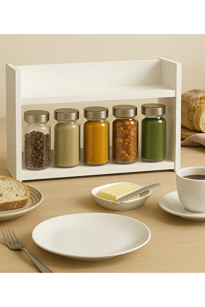 KawDesign Tezgâh Üstü Baharatlık Rafı - 40 x 25 - Baharatlıklar Ürüne Dahil D...