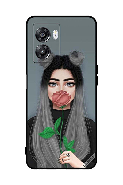 Covernex غطاء حماية لهاتف Oppo A57 بطبعة فتاة لطيفة تخفي فمها على شكل وردة خوخية