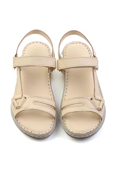 Bambi Beige Leather Women's Sandals K05281079003