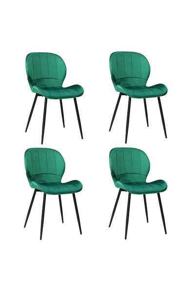 ARTA DOOR Set of 4 Topaz Chairs, Dining, Living Room, Kitchen, Upholstered with Textile Material, Metal Legs