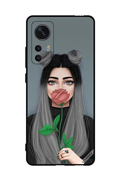 Covernex Protective Case Cover For Xiaomi 12 Cute Girl Hide Mouth On Peach Rose