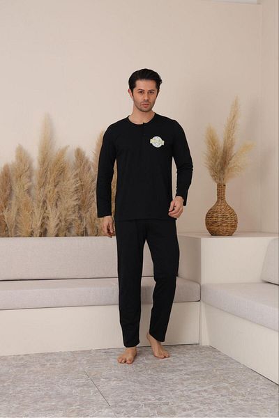 FENZO Men's Cotton Navy Blue Printed Pajama Set with Bottom and Top