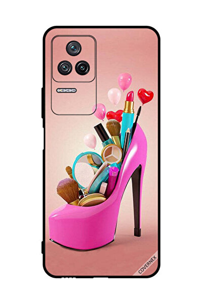 Covernex غطاء حماية لهاتف شاومي ريدمي كي 50 برو حذاء وردي مع أدوات مكياج