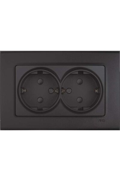 VİKO LİNNERA İKİLİ TOPRAKLI PRİZ GECE SİYAHI (ÇERÇEVE DAHİL)