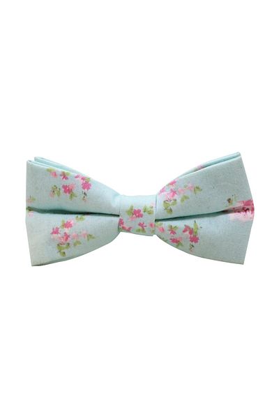 COOLMENCLUB Floral Patterned Blue Bow Tie
