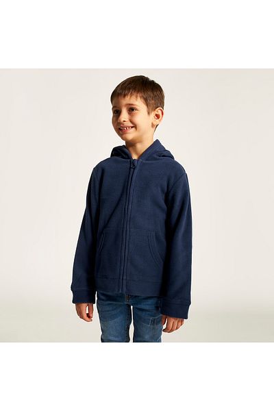 Juniors Solid Zippered Jacket with Long Sleeves and Hood