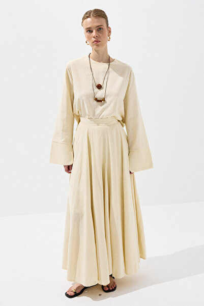 KUAD تنورة قطنية بزخارف زبدة الفول السوداني