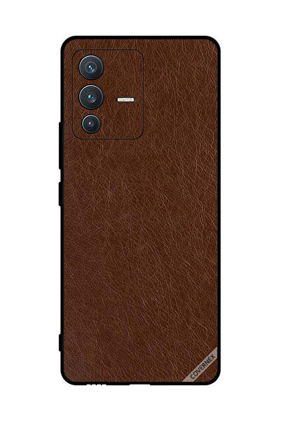 Covernex غطاء حماية لهاتف فيفو S12 بنمط جلدي بني داكن