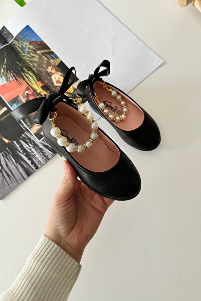 Minigimin Cicileri My Little One's Children's Ballerinas with Pearls - Black