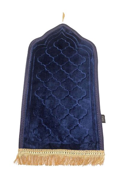 Yuwell Prayer Mat Embossed Anti-Slip Velvet Mini Prayer Mat Sajadah Mat 60X35CM Dark Blue