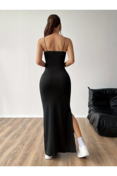 JANES Γυναικείο φόρεμα Janjan Crepe με λουράκι με σχισμή στο πλάι