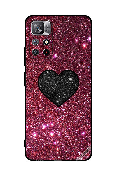 Covernex غطاء حماية لهاتف شاومي ريدمي نوت 11S 5G قلب أسود مع بريق أحمر