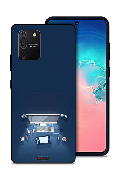 Tolwak غطاء حماية لجهاز سامسونج جالكسي S10 لايت بتصميم فني على مكتب الكمبيوتر