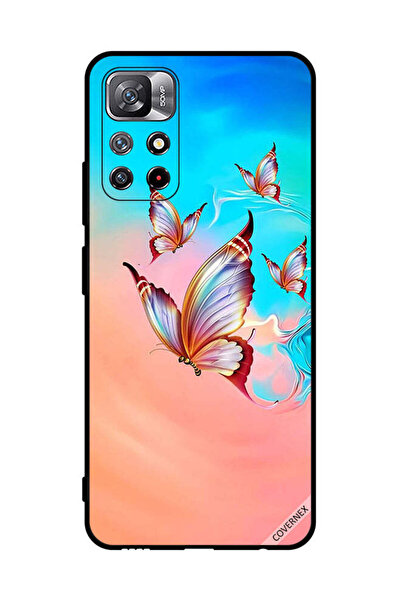 Covernex غطاء حماية لهاتف شاومي ريدمي نوت 11S 5G، فراشات تحلق فوق لون الطلاء