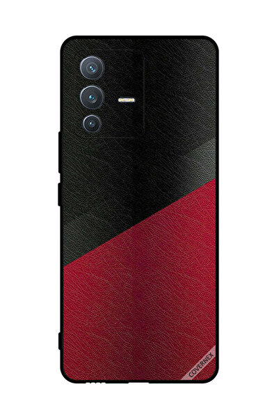 Covernex غطاء حماية لهاتف فيفو S12 برو بنمط جلدي أسود وأحمر