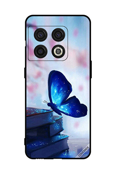 Covernex غطاء حماية لهاتف OnePlus 10 Pro - فراشة زرقاء داكنة على الكتب