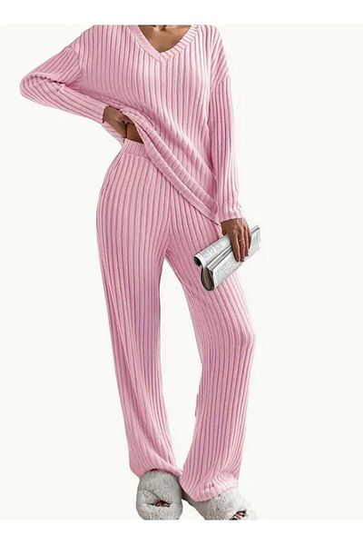 SOLOBUY Women's pajama set, Soft and Comfy, Color Pink, Long Sleeve, Pants