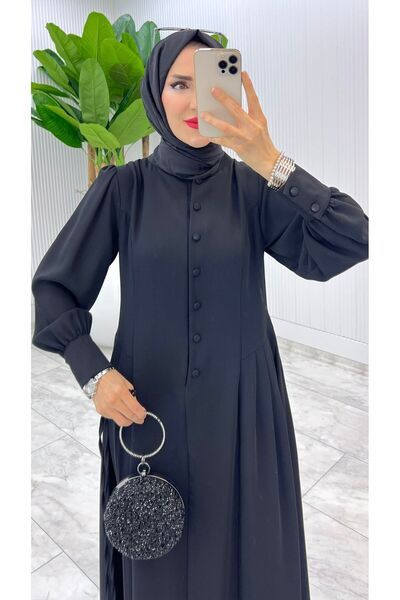 MB MODABERARDİ PRemium Dubai Düğmeli ve Pliseli Kadın Elbise