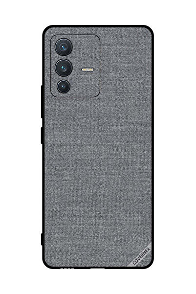 Covernex غطاء حماية لهاتف فيفو S12 بنمط قماش رمادي