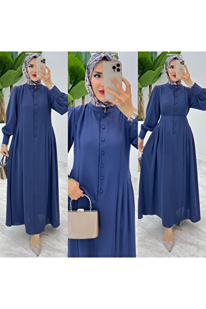 MB MODABERARDİ PRemium Dubai Düğmeli ve Pliseli Kadın Elbise