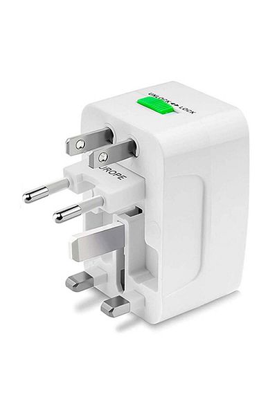 DexXer Universal travel charger adapter with 2xUSB for EU, USA, UK, AUST, White