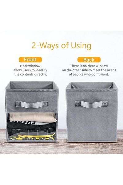 COOYA storage boxes, double handle non-woven fabric boxes, 6-piece set