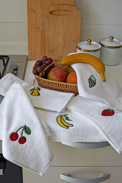 Güvenal Σετ Πετσέτες Κουζίνας Frutti 5 τεμαχίων 30x50cm |   Πετσέτα κουζίνας |   Πανί στεγνώματος |   Πετσέτα χεριών |   Προίκα |
