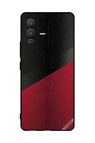 Covernex غطاء حماية لهاتف فيفو V23 5G بنمط جلدي أسود وأحمر