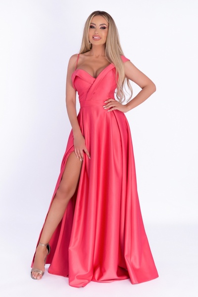 Atmosphere Fashion Rochie lungă din tafta, culoarea somonului