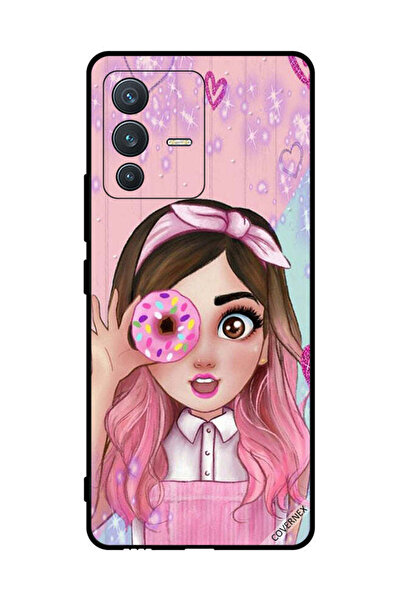 Covernex غطاء حماية لهاتف فيفو S12 فتاة صغيرة لطيفة تحمل دونات