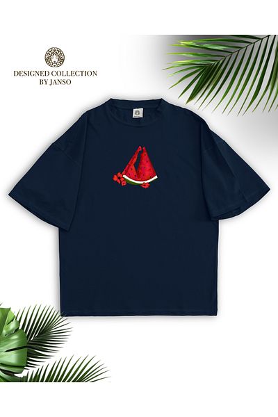 JANSO GROUP -Women Cotton Printed Palestine Watermelon Map Short Sleeve Tshirt Oversize Big Size