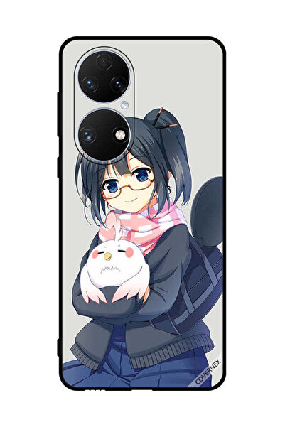 Covernex غطاء حماية لهاتف هواوي P50e فتاة تحمل حيوانًا أليفًا