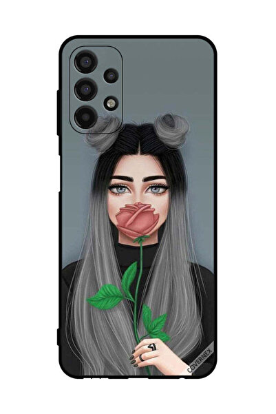 Covernex غطاء حماية لهاتف سامسونج جالاكسي A13، فتاة لطيفة تخفي فمها على شكل وردة