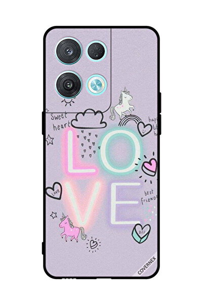 Covernex غطاء حماية لهاتف Oppo Reno8 Pro - قلب حلو، حب، وحيد القرن