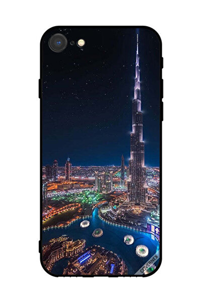 Covernex غطاء حماية لجهاز Apple iPhone SE (2022) منظر ليلي لوسط المدينة