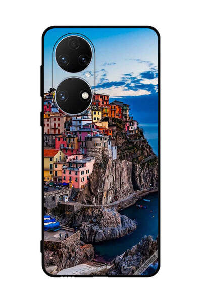 Covernex غطاء حماية لهاتف هواوي P50e - منازل ملونة على البحر