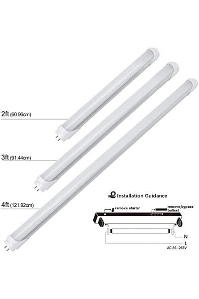 Yuwell YU WELL LED T8 Light Tube Rod 4FT Cool White Dual-End 1800 Lumens 30W AC85-265V 4 Pack (4000K)