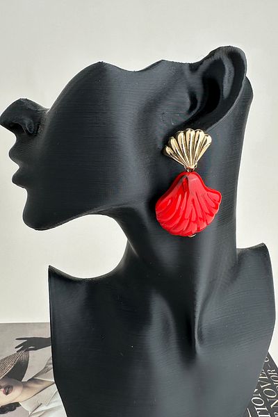 Modex Metal Detail Acrylic Seashell Earrings (5cm)