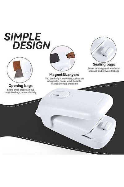 COOYA Mini Bag Sealer, Portable Bag Resealer for Plastic Bag Food Storage Snack Freshness (White)