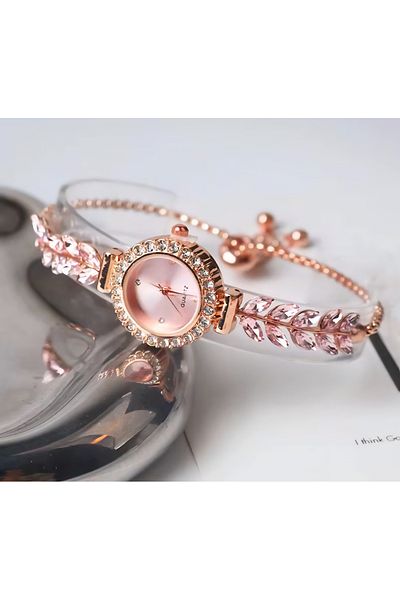 G Sport POLO New Fashion Zircon Stone Leaf Thin Strap Adjustable Elevator Bracelet Women's Wrist Watch