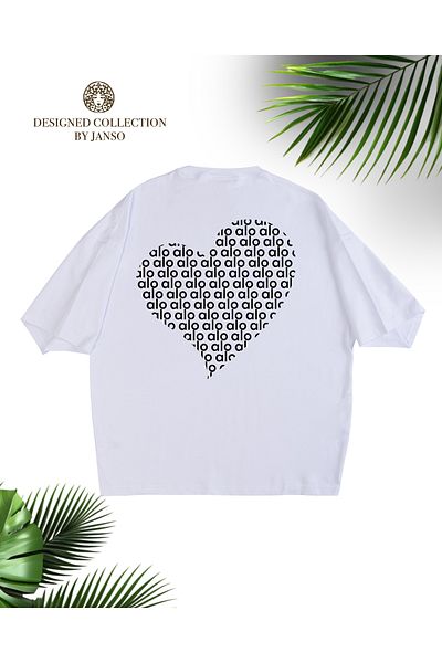 JANSO GROUP -Women Cotton Printed White Heart Short Sleeve Tshirt Oversize Big Size