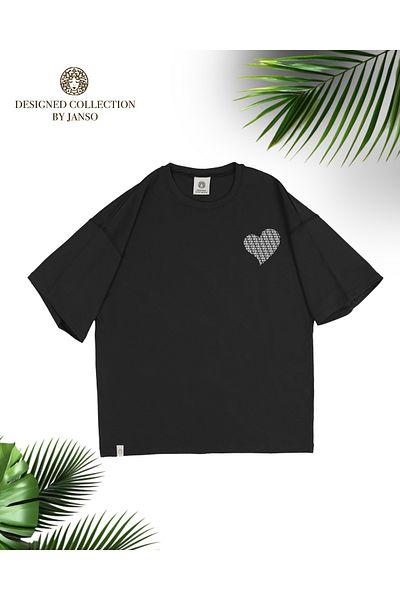 JANSO GROUP -Women Cotton Printed White Heart Short Sleeve Tshirt Oversize Big Size