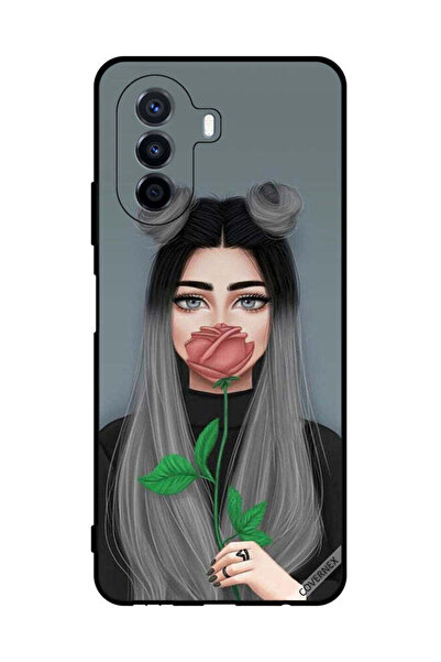 Covernex غطاء حماية لهاتف هواوي نوفا واي 70، فتاة لطيفة تخفي فمها على خلفية و...