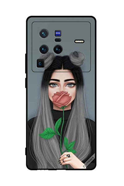 Covernex غطاء حماية لهاتف فيفو X80 برو، فتاة لطيفة تخفي فمها على شكل وردة